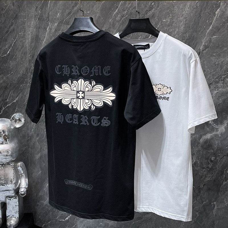 Chrome Hearts Gothic Logo Fleur Cross Ornament Tee – Black
