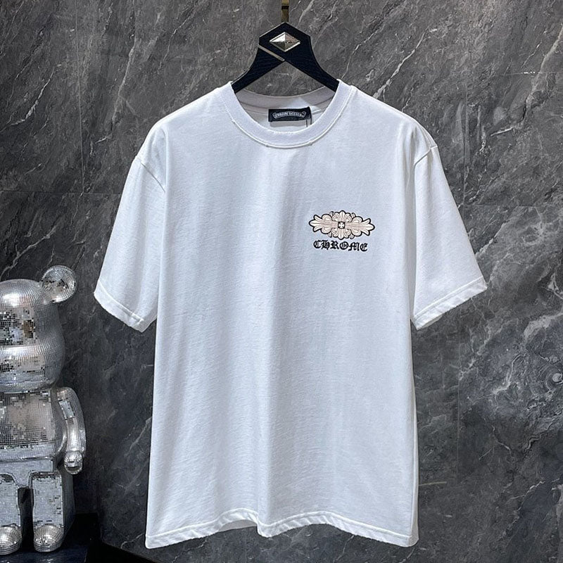 Chrome Hearts Gothic Logo Fleur Cross Ornament Tee – White