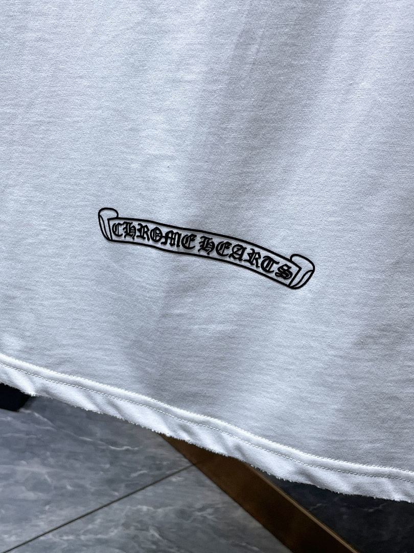 Chrome Hearts Gothic Logo Fleur Cross Ornament Tee – White