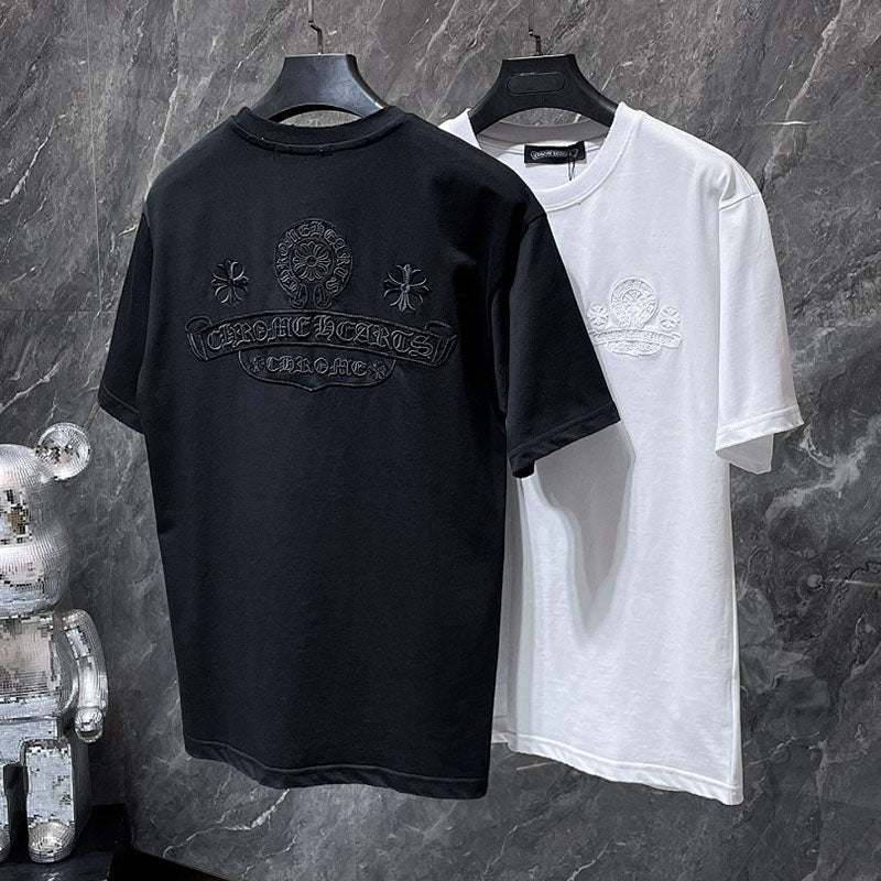 Chrome Hearts Tonal Horseshoe Circle Embroidered Tee – White