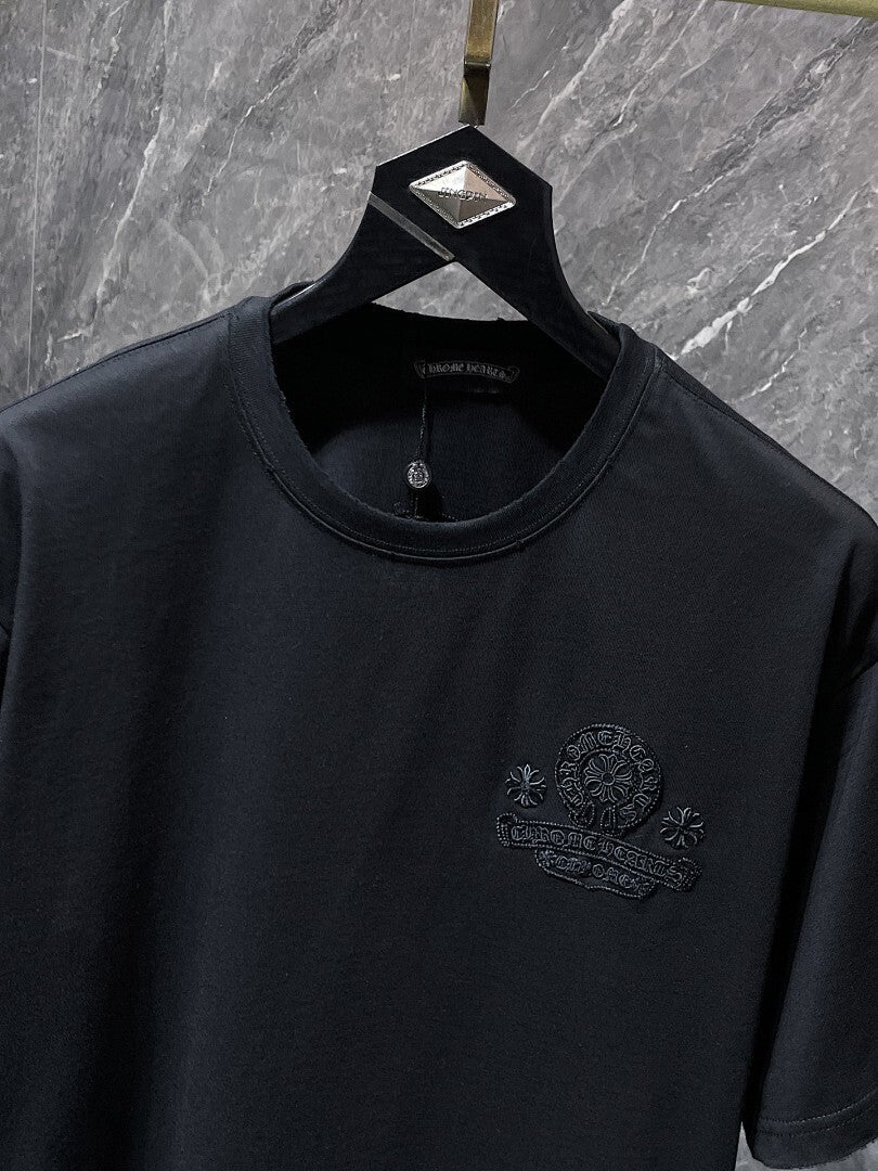Chrome Hearts Tone-on-Tone Crest Embroidered Tee – Black