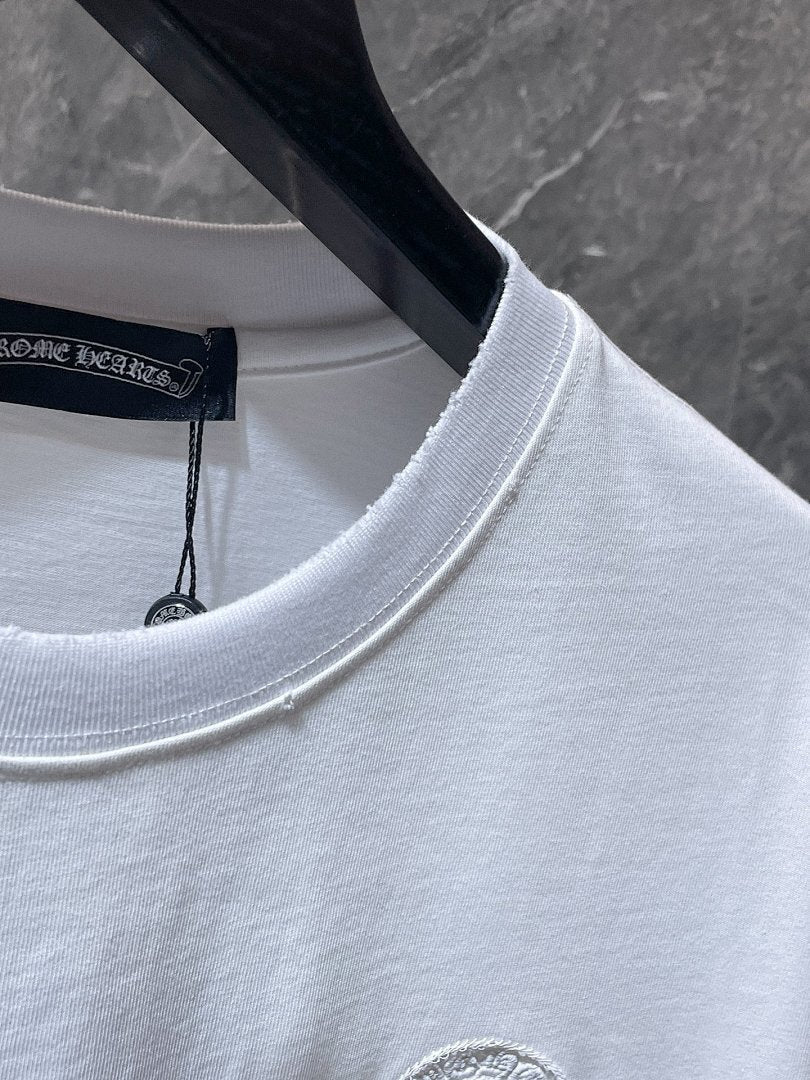 Chrome Hearts Tonal Horseshoe Circle Embroidered Tee – White