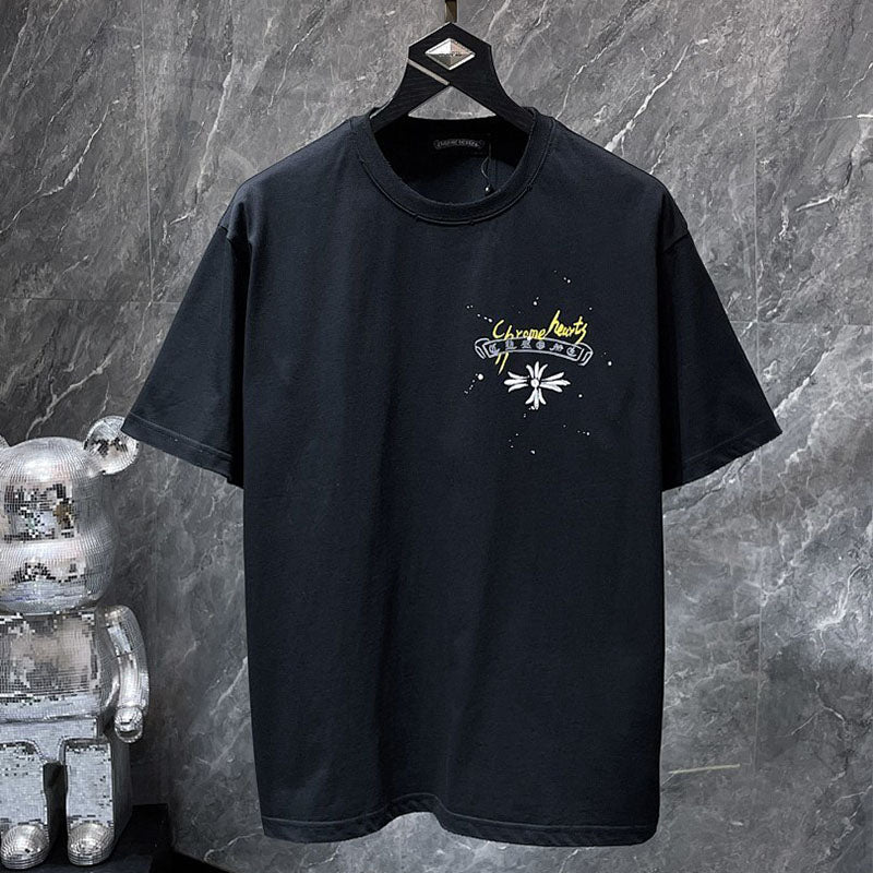 Chrome Hearts Graffiti Cross Circle Neon Graphic Tee – Black
