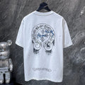 Chrome Hearts Graffiti Cross Circle Hand-Painted Graphic Tee – White