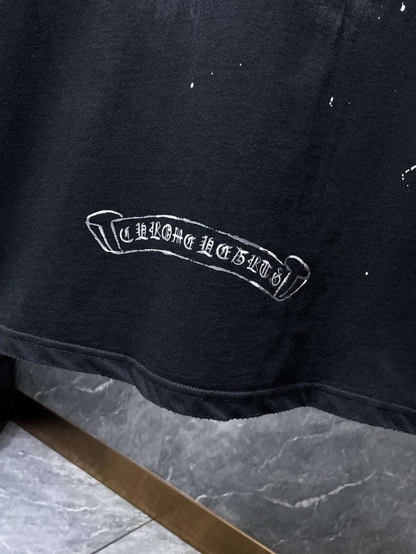 Chrome Hearts Graffiti Cross Circle Neon Graphic Tee – Black