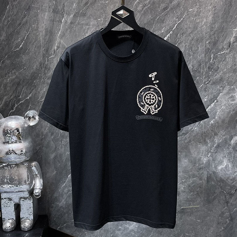 Chrome Hearts Chain Link Horseshoe Cross Graphic Tee – Black