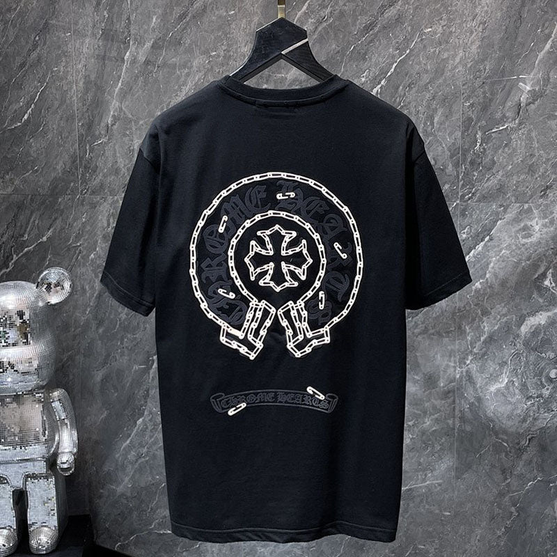 Chrome Hearts Chain Link Horseshoe Cross Graphic Tee – Black