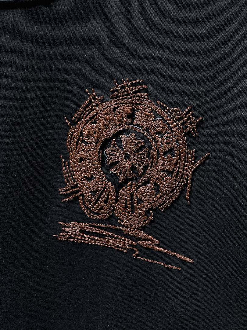 Chrome Hearts Crystal Beaded Horseshoe Cross Embroidered Tee – Black