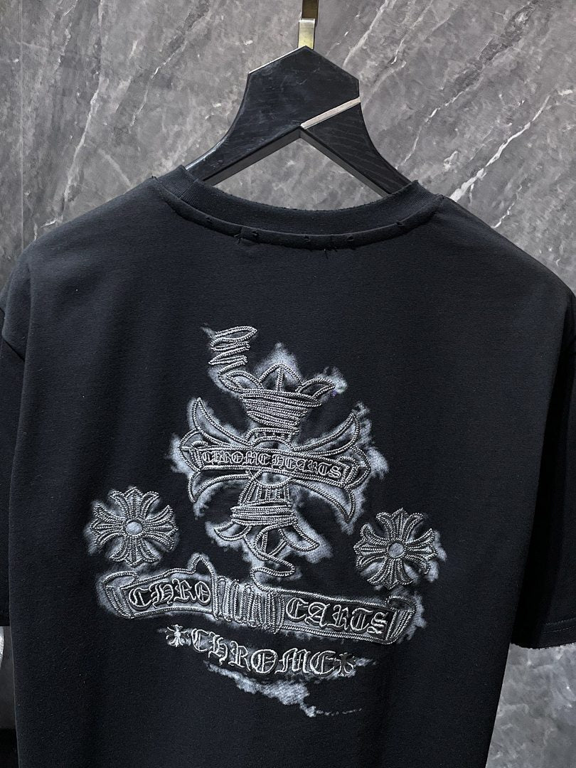 Chrome Hearts Crown Scepter Crest Embroidered Tee – Black