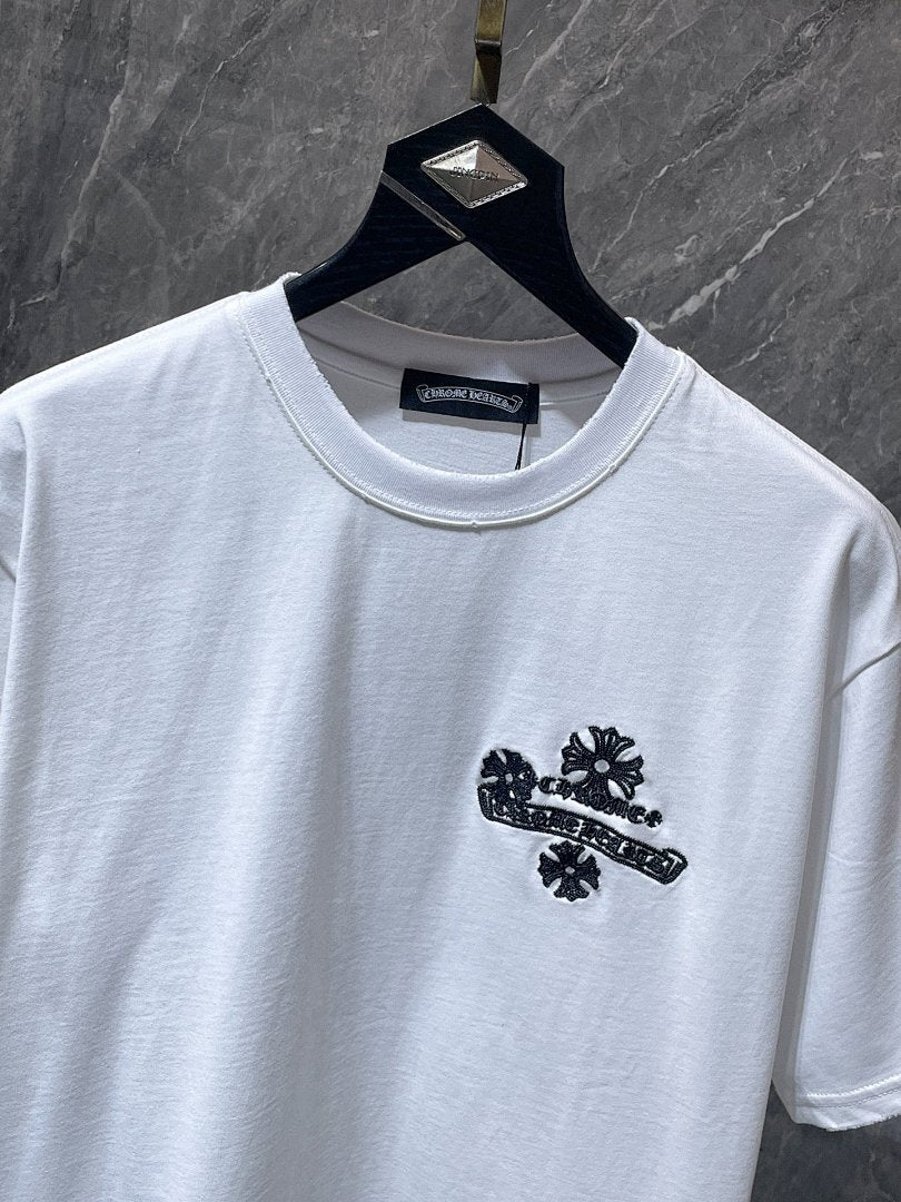 Chrome Hearts Crown Scepter Crest Embroidered Tee – White
