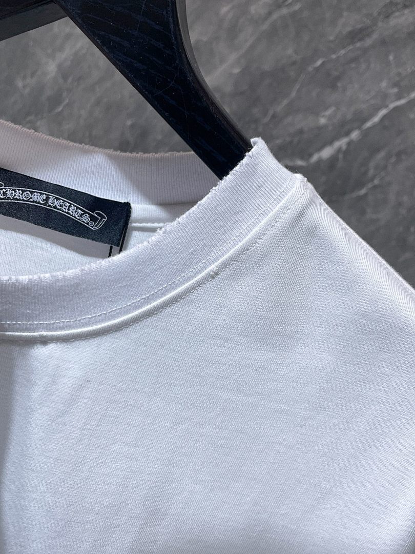 Chrome Hearts Neon Pink Banner Fleur Cross Graphic Tee – White