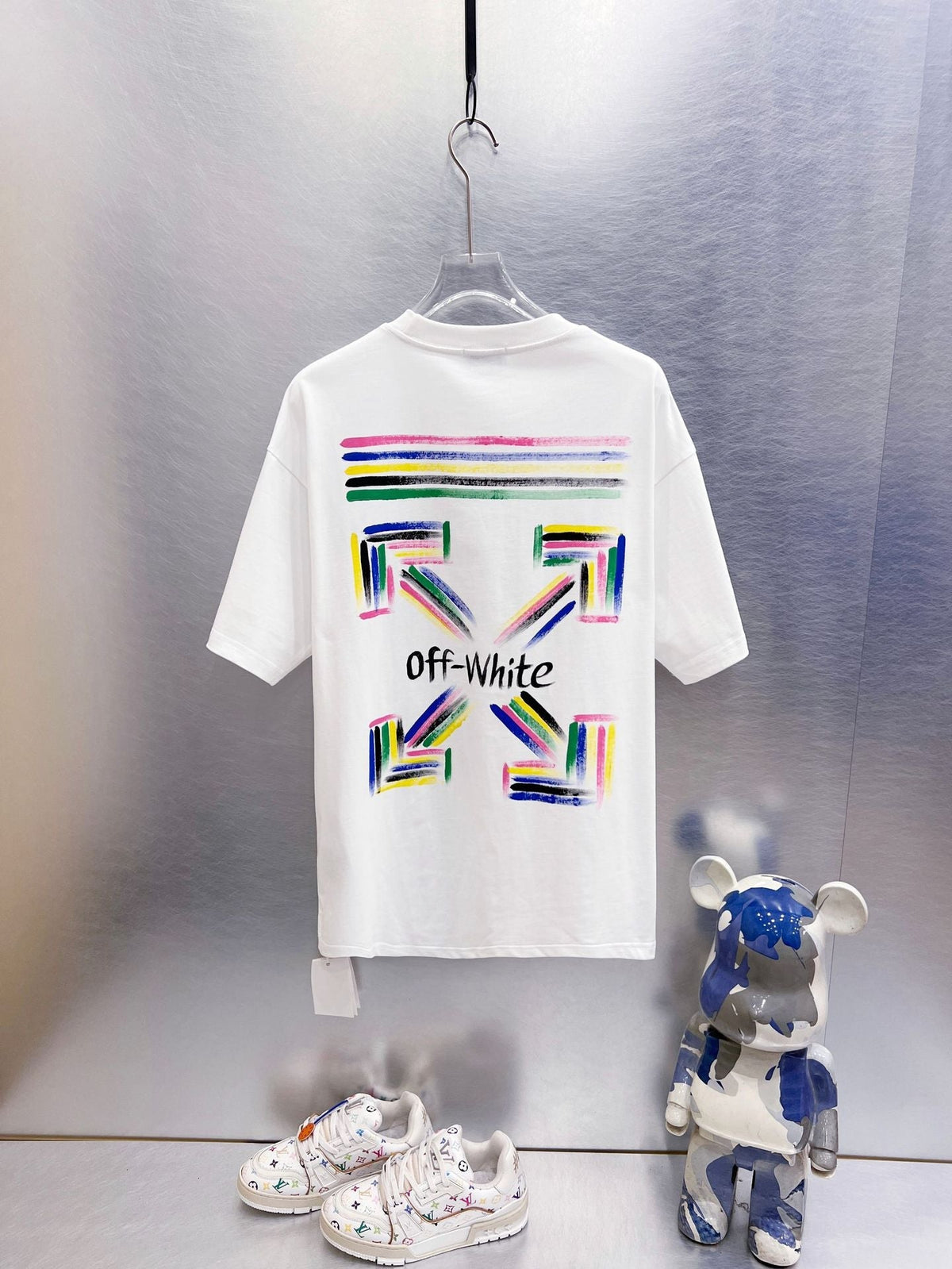 Off-White Brush Arrow Skate T-Shirt — White / Black / Blue