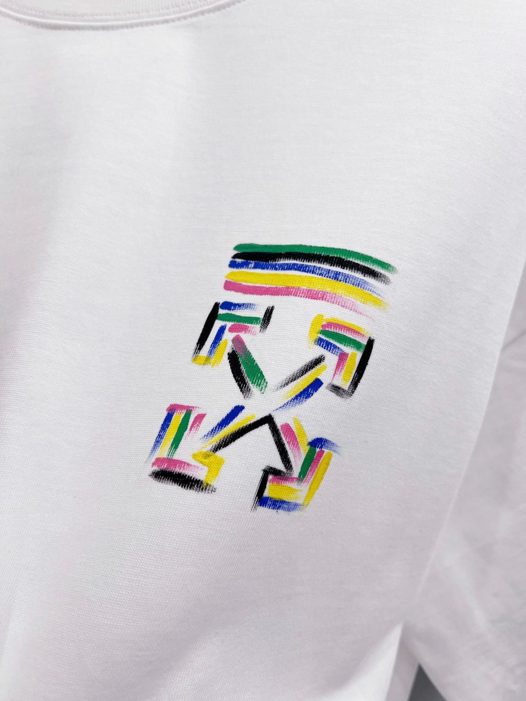 Off-White Brush Arrow Skate T-Shirt — White / Black / Blue