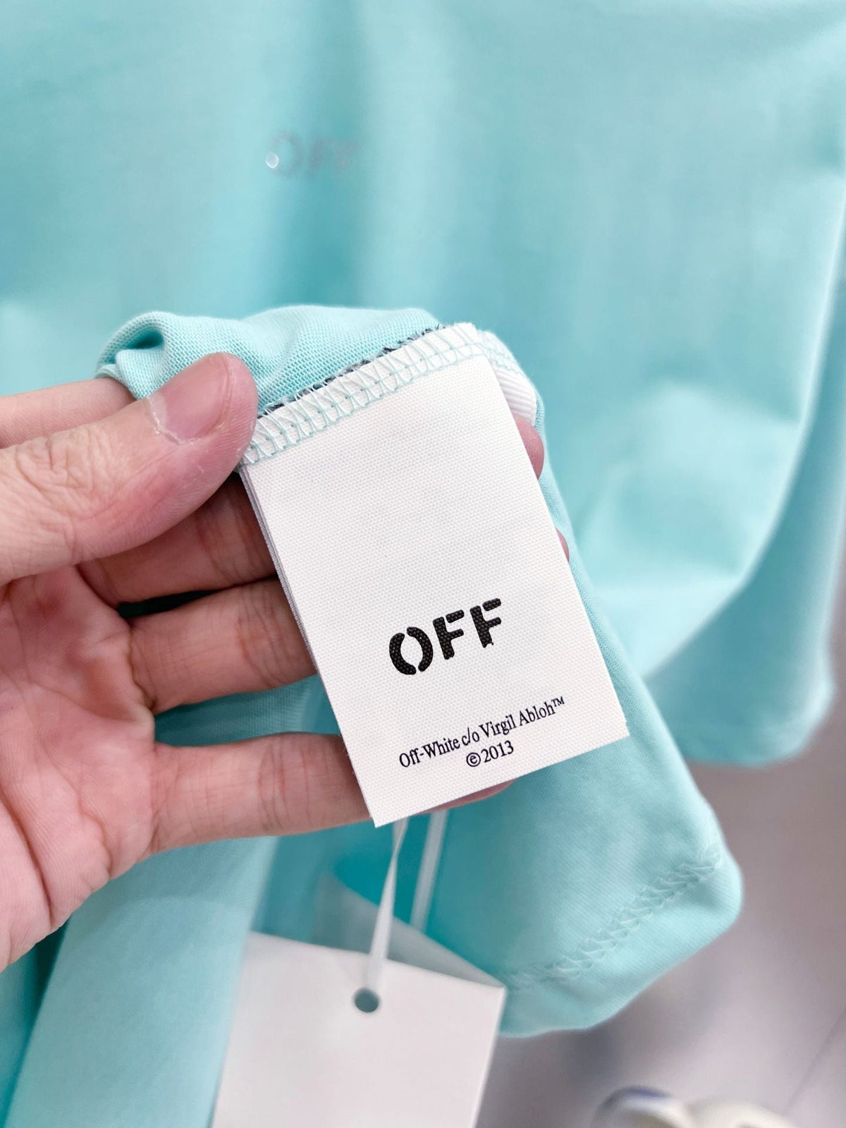 Off-White Big Off Diag Skate T-Shirt — Cyan / White / Black