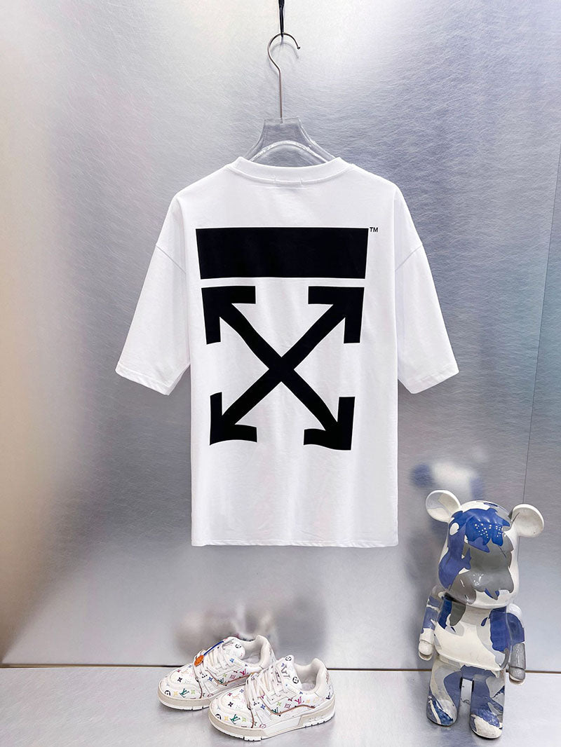 Off-White Arrow Print T-Shirt — White / Black / Cyan
