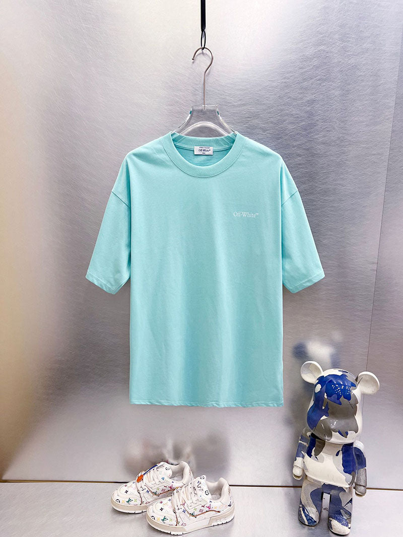 Off-White Arrow Print T-Shirt — White / Black / Cyan