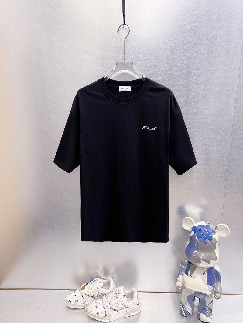 Off-White Arrow Print T-Shirt — White / Black / Cyan