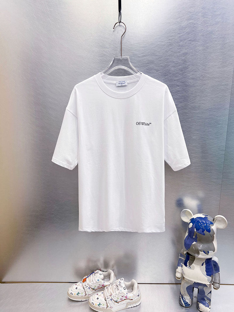 Off-White Arrow Print T-Shirt — White / Black / Cyan
