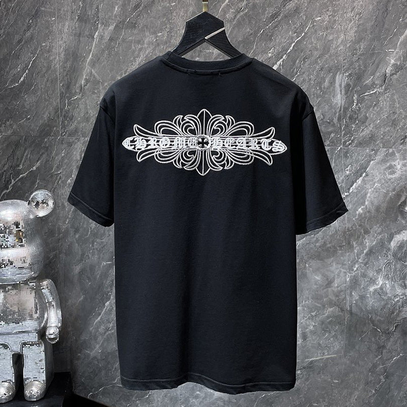 Chrome Hearts Fleur Cross Embroidered Graphic Tee – Black