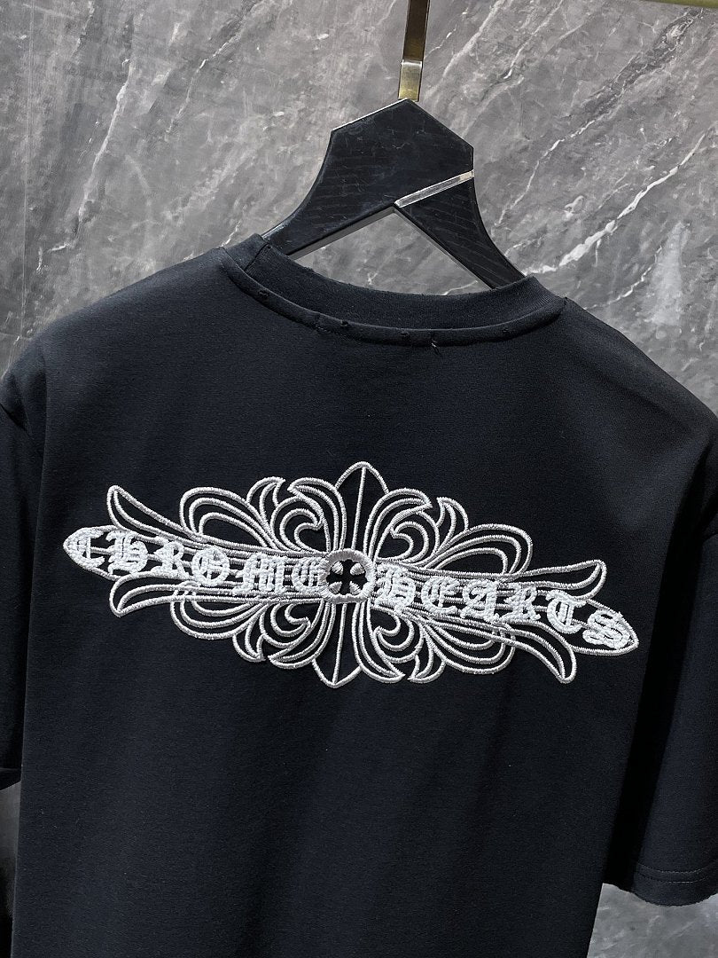 Chrome Hearts Fleur Cross Embroidered Graphic Tee – Black