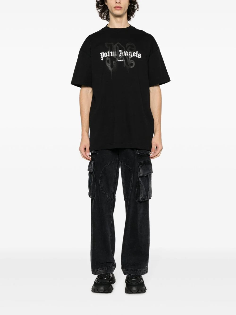 Palm Angels Logo Print T-Shirt – Black & White | 100% Cotton