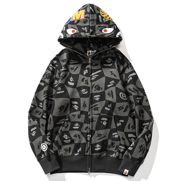 BAPE Gray Shark Full-Zip Hoodie