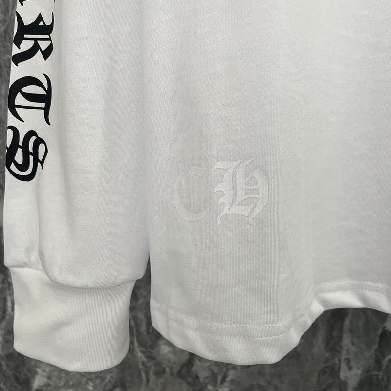 Chrome Hearts Gothic Sleeve Logo Pocket Long Sleeve Tee – White / Black