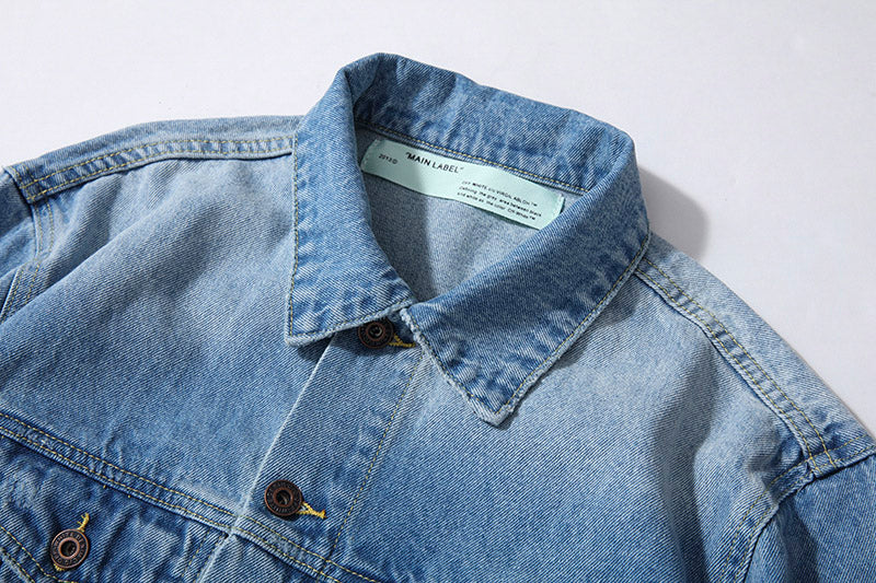 OFF-WHITE Hand-Drawn Doodle Arrow Distressed Denim Jacket