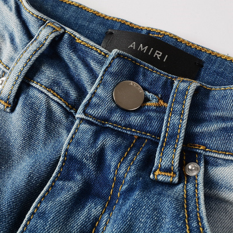 AMIRI Jeans #6848 – Slim Fit Distressed Denim