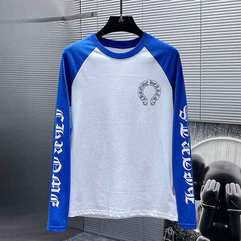 Chrome Hearts CH Gothic Raglan Long Sleeve Tee – Blue / White