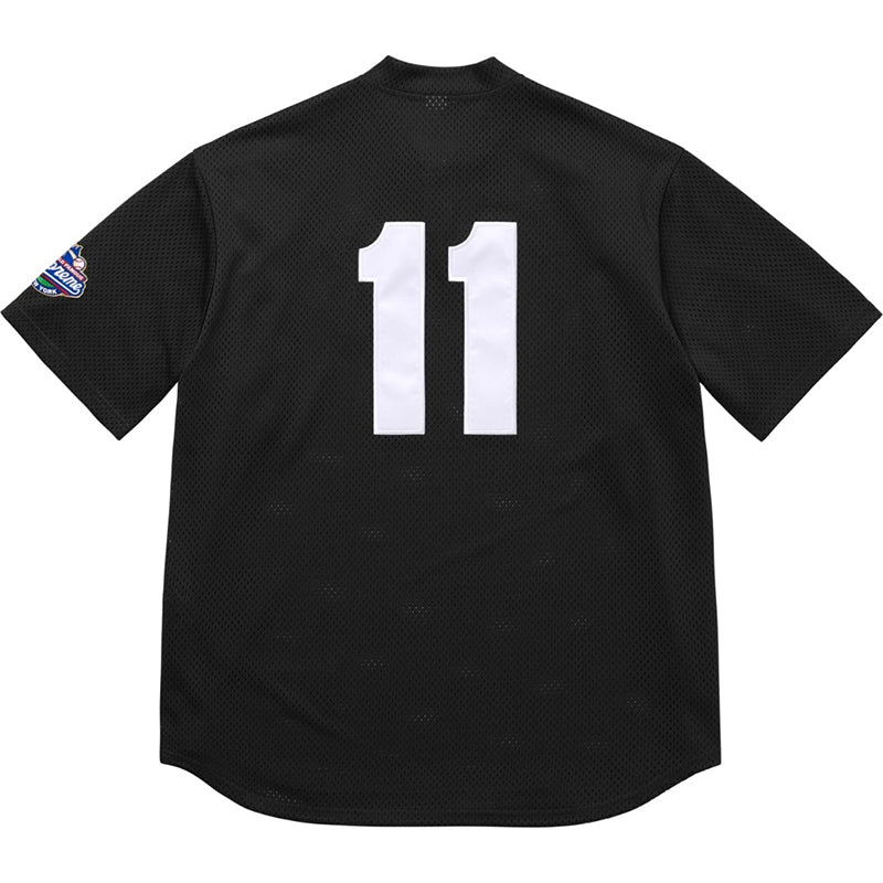Supreme S Logo Baseball Henley — Black / White
