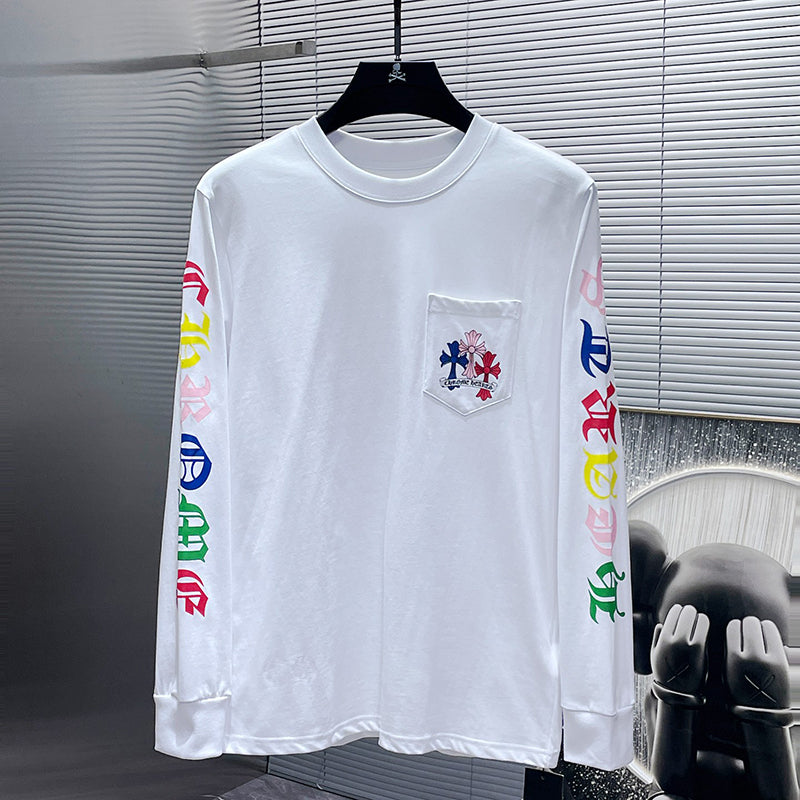 Chrome Hearts Multicolor Fleur Cross Stack Long Sleeve Tee – White / Black