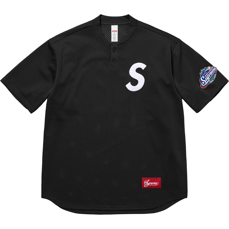 Supreme S Logo Baseball Henley — Black / White