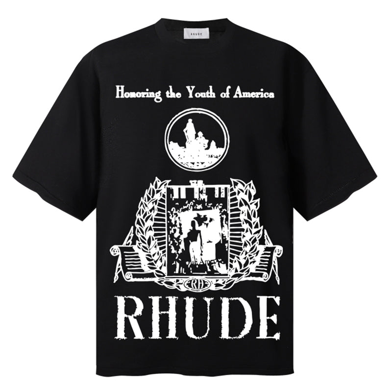 RHUDE Youth of America Tee – Black / White / Apricot