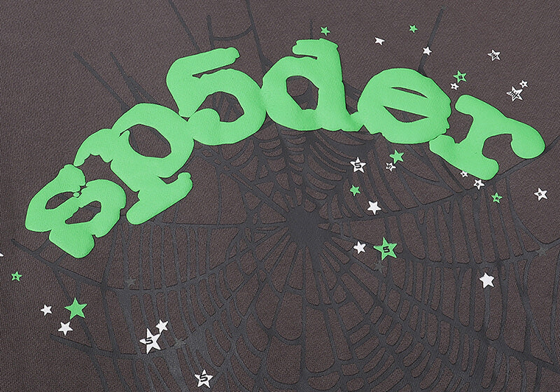 Sp5der Green Foam Printing Heavyweight Hoodie – Grey Premium Streetwear Sweatshirt
