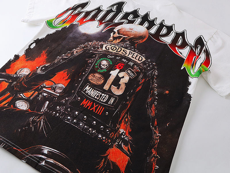GODSPEED Skeleton Motorcycle Graphic T-Shirt