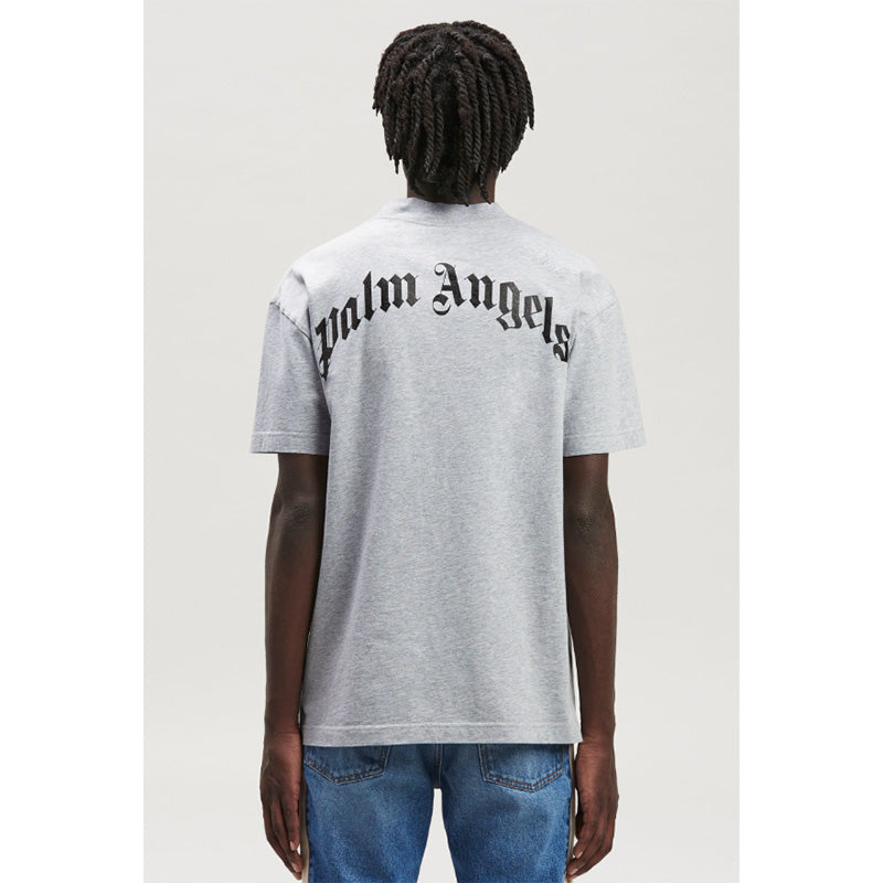 Palm Angels Bear Curved Logo T-Shirt – Grey | 100% Cotton