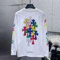 Chrome Hearts Multicolor Fleur Cross Stack Long Sleeve Tee – White / Black