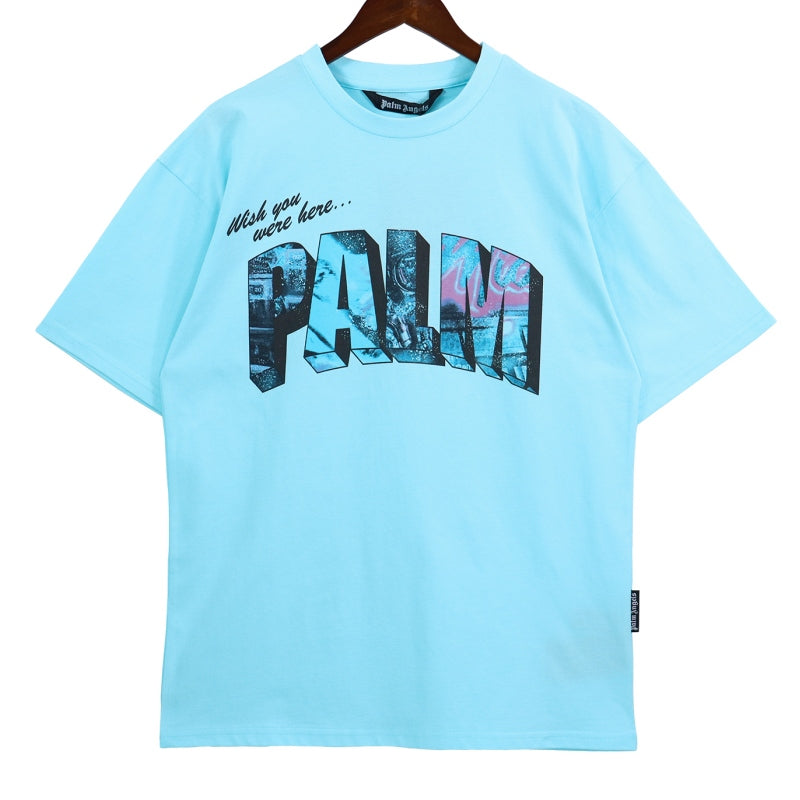 Palm Angels Wish You Were Here Postcard Photo Fill Oversized T-Shirt