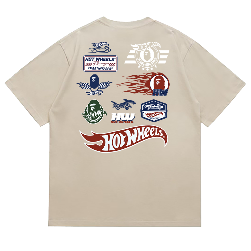 BAPE Ape Head Graphic Tee - Red, Green & Apricot