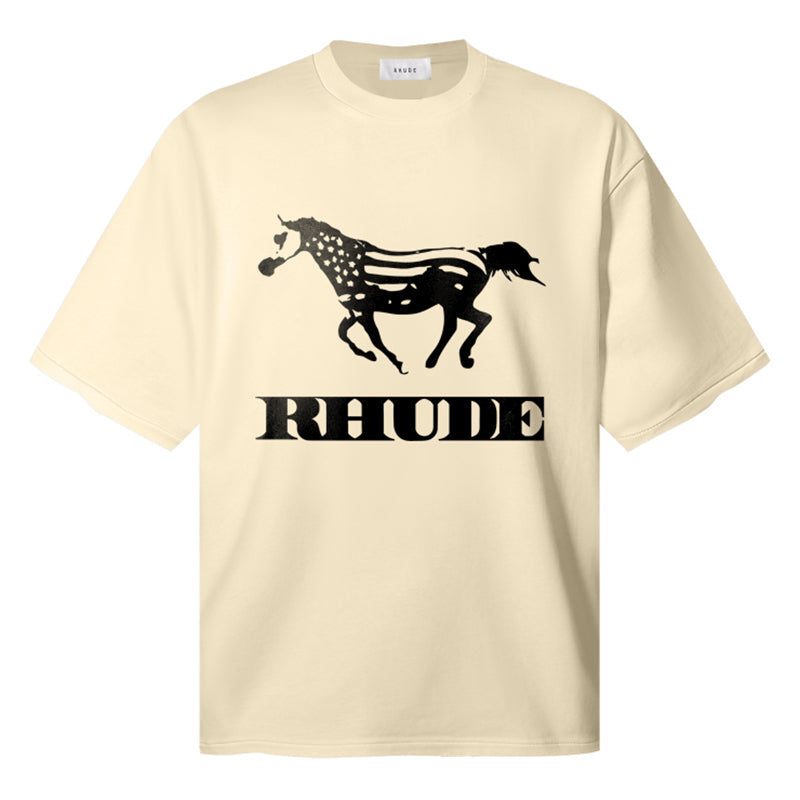 RHUDE Dinero Tee – Black / White / Apricot