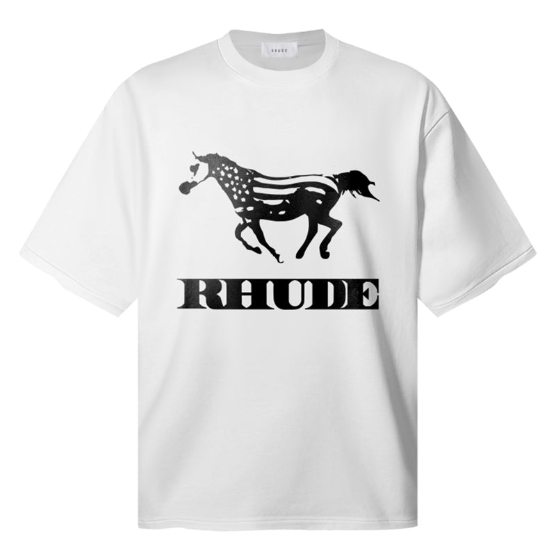 RHUDE Dinero Tee – Black / White / Apricot