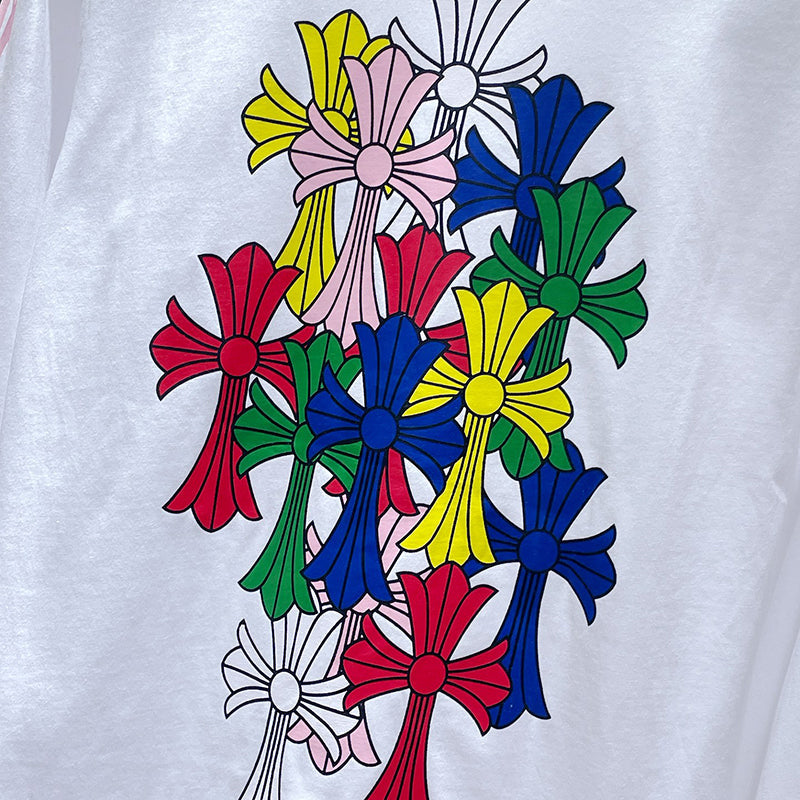 Chrome Hearts Multicolor Fleur Cross Stack Long Sleeve Tee – White / Black