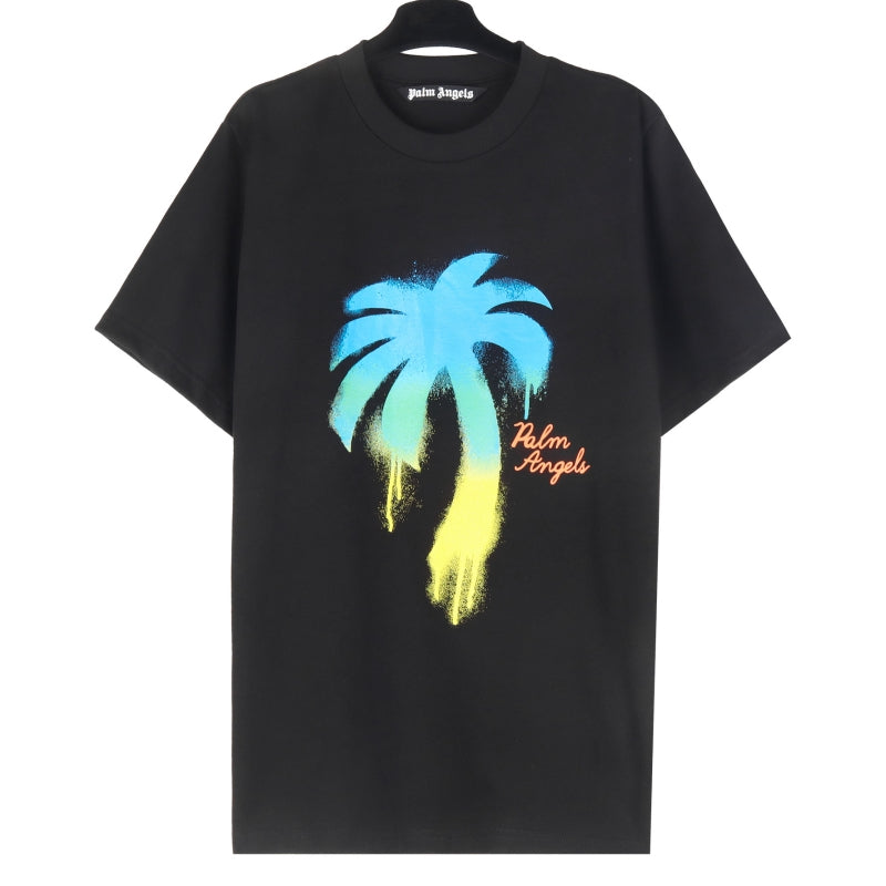 Palm Angels Gradient Spray Paint Palm Tree Script Logo Oversized T-Shirt
