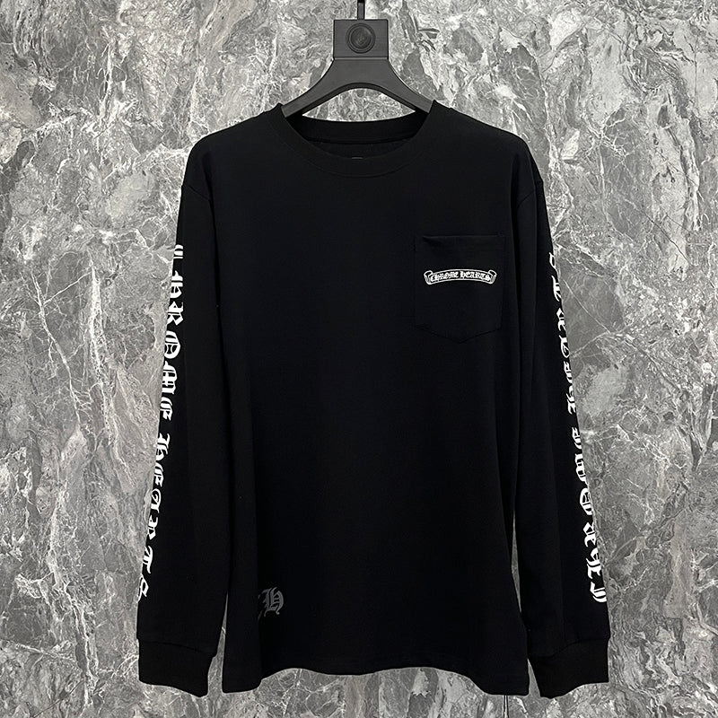 Chrome Hearts Gothic Sleeve Logo Pocket Long Sleeve Tee – White / Black