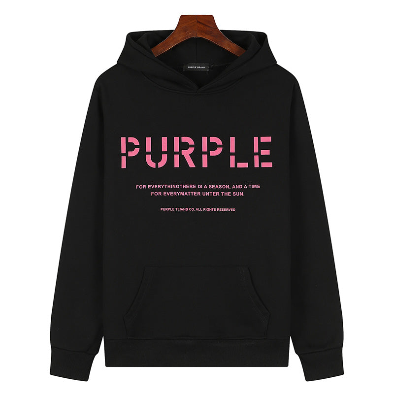 Purple Brand Logo Pattern Hoodie