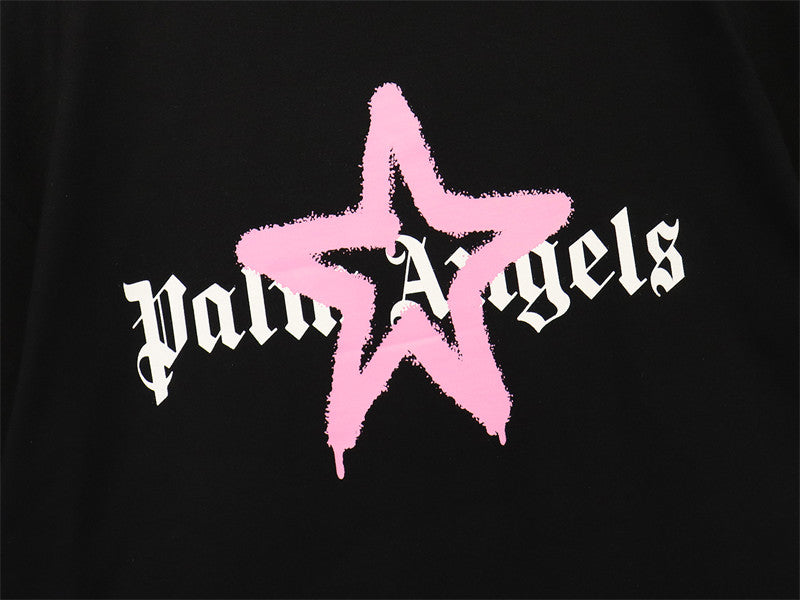 Palm Angels Spray Paint Star Gothic Logo Oversized T-Shirt