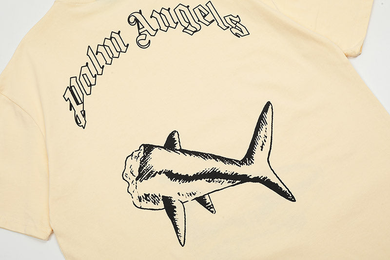 Palm Angels Shark Print Back Logo T-Shirt