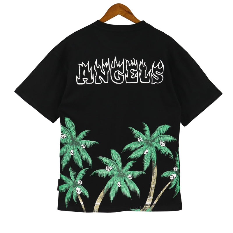 Palm Angels Skull Palm Tree Flame Logo T-Shirt
