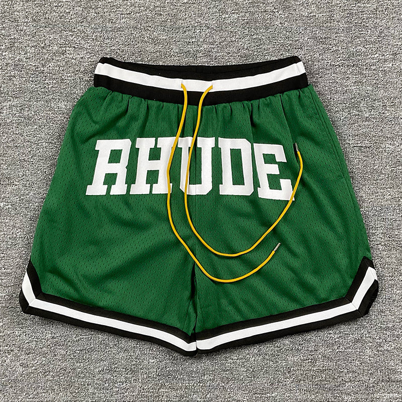 RHUDE Collegiate Arch Logo Mesh Basketball Shorts – Green